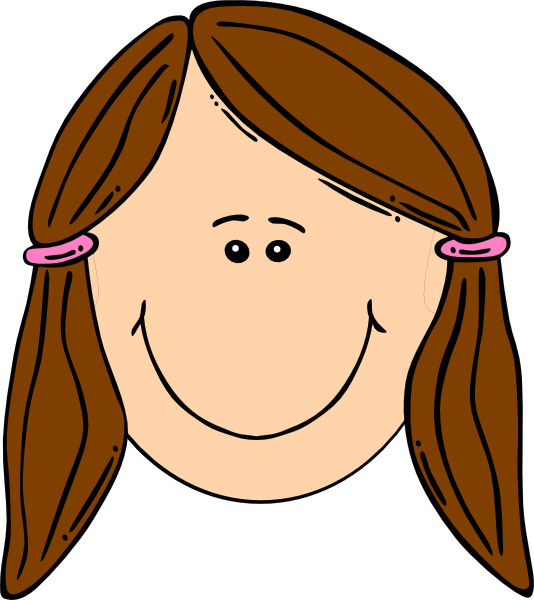 Smiling girl with brown. Glass clipart woman