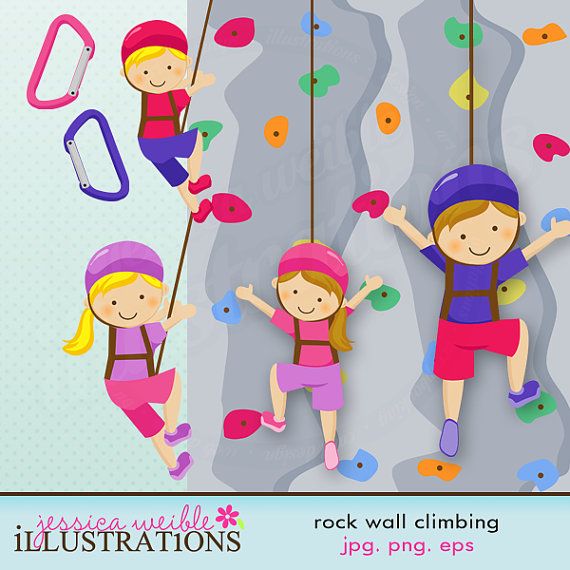 clipart girl rock climbing