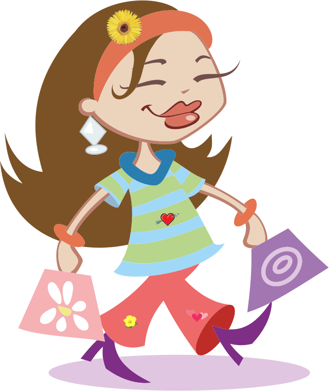 Girl clipart shopping. Happy medium image png