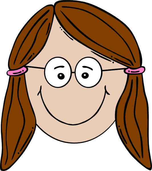 Girls clipart smile. Smiling girl with glasses