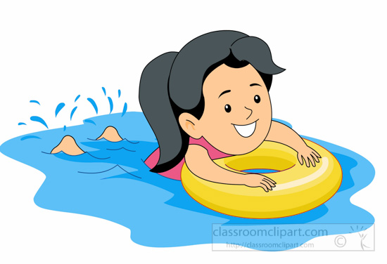 clipart swimming little girl