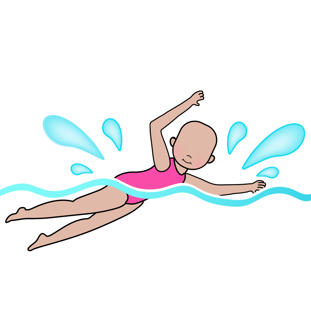 Moving clipart swimming. Girl fill in the