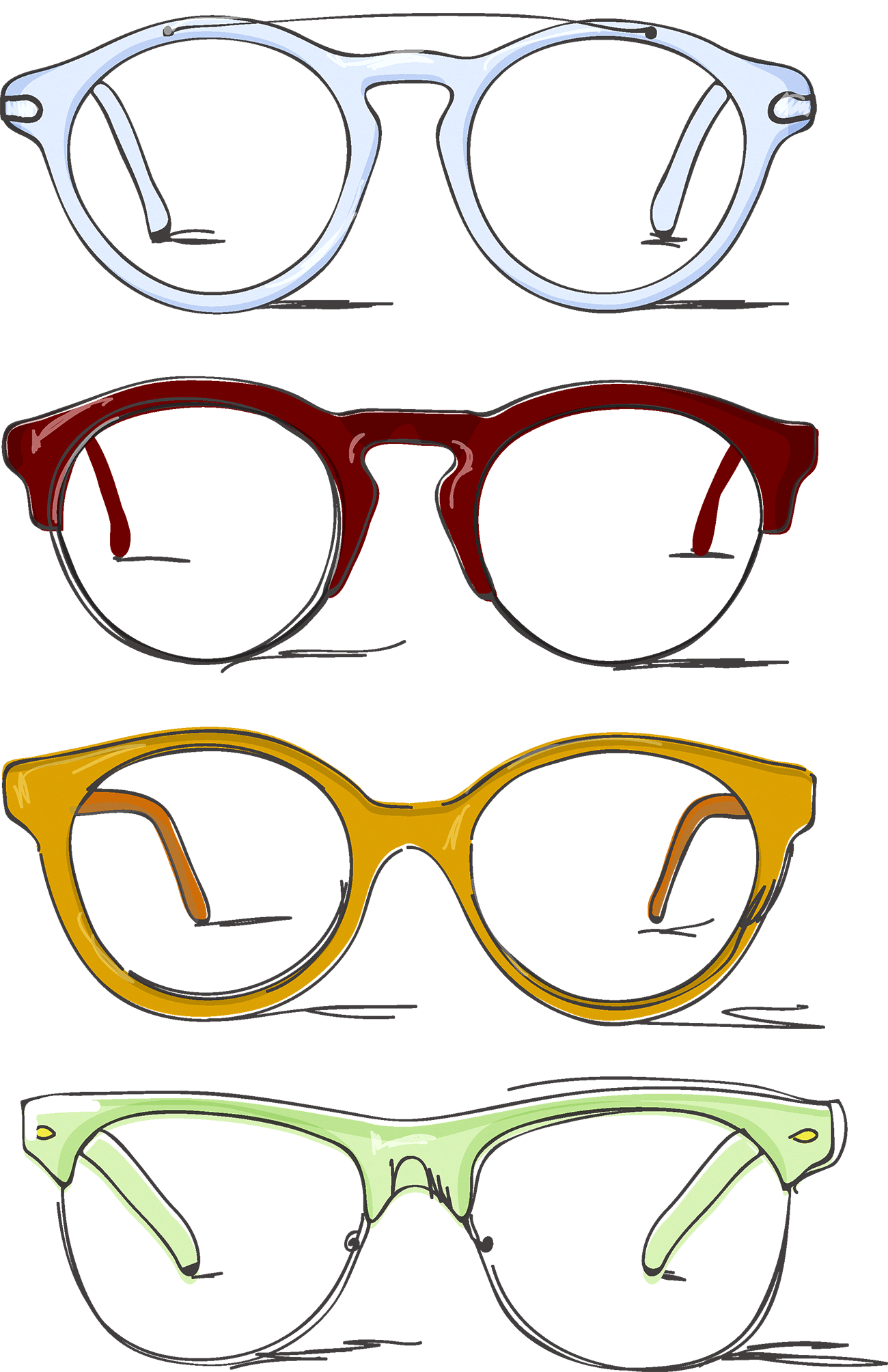 Browline glasses drawing clip. Goggles clipart drawn