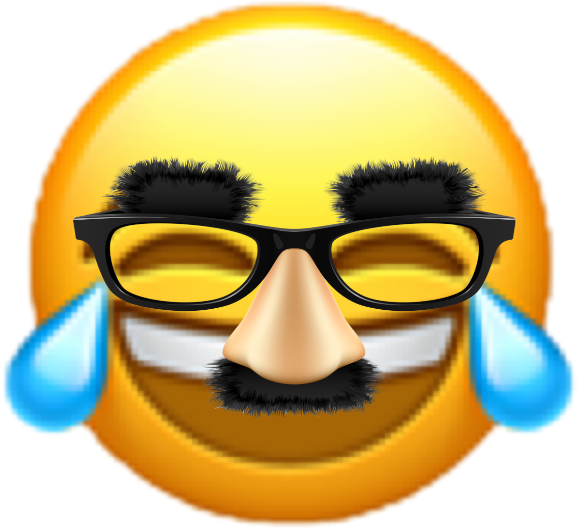 Emoji funny laughing laugh. Clipart glasses nose