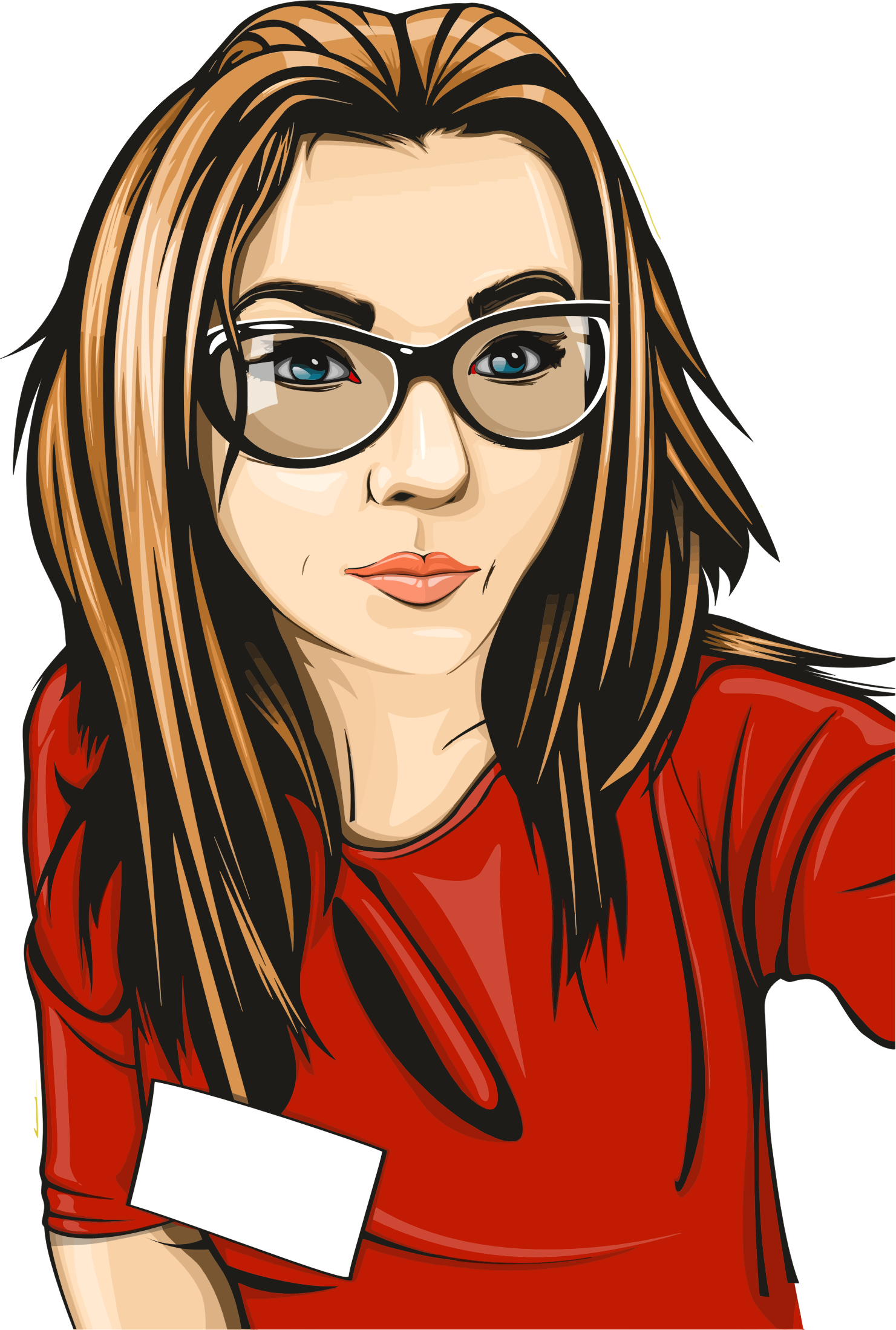 Girl with big image. Clipart glasses woman