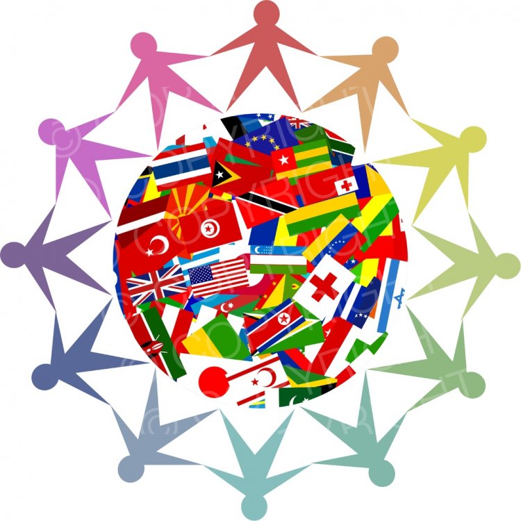 Diverse world flag illustration. Globe clipart diversity