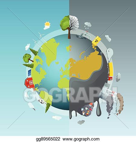 clipart globe polluted