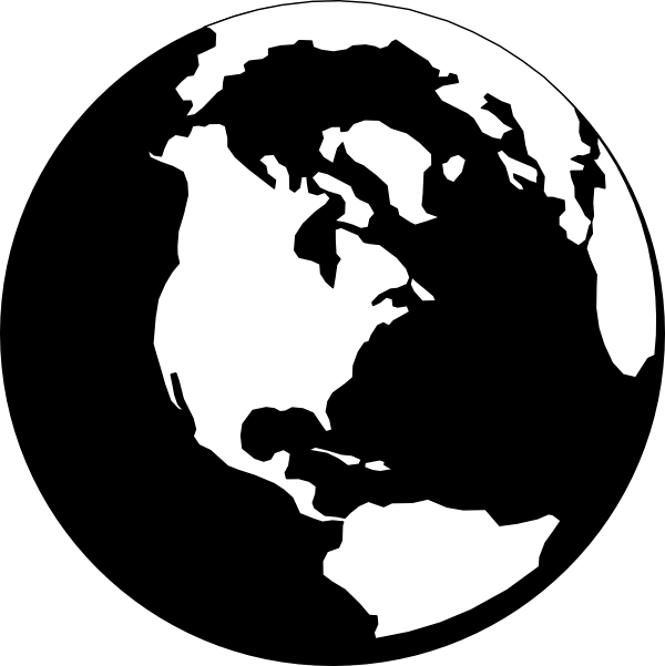 Geography clipart eart. Globe black and white