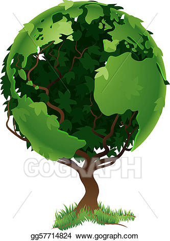 clipart globe tree