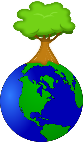 clipart globe tree