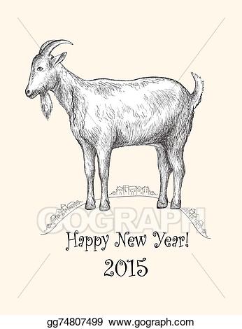 Vector art drawing eps. Clipart goat hand drawn