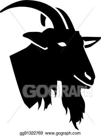 Clipart goat head. Vector art with horns