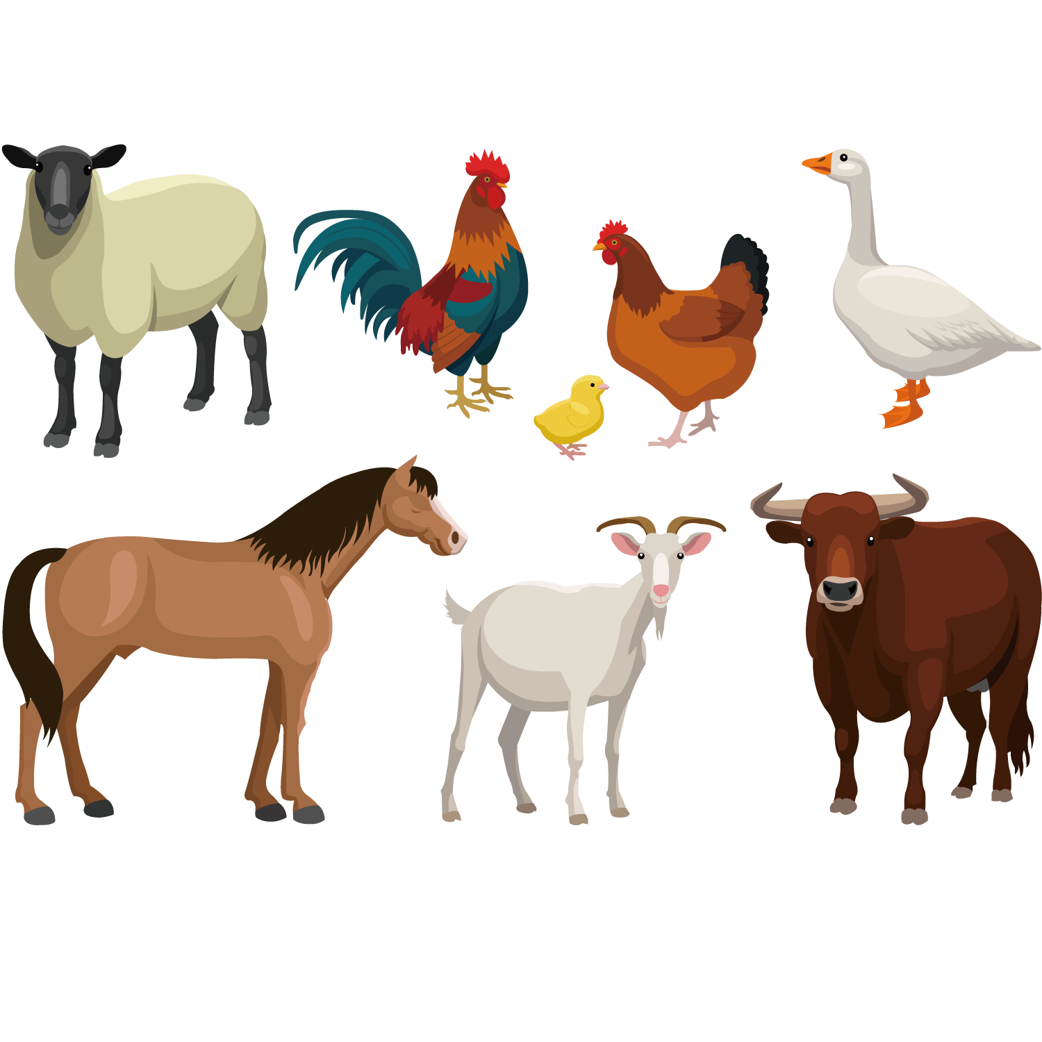 Domestic Farm Animals Clip Art