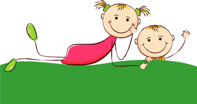 Clipart grass kid. Two happy kids laying