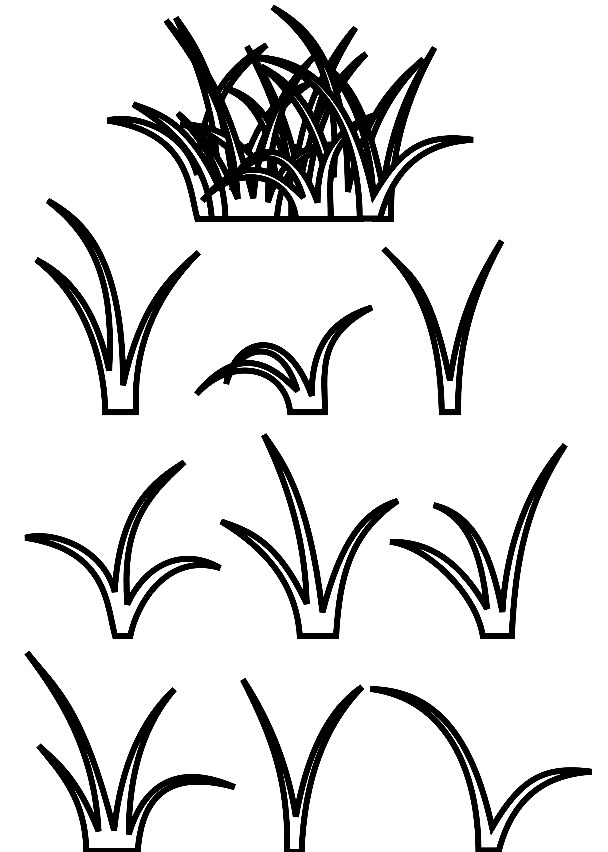 Black and white panda. Clipart grass outline