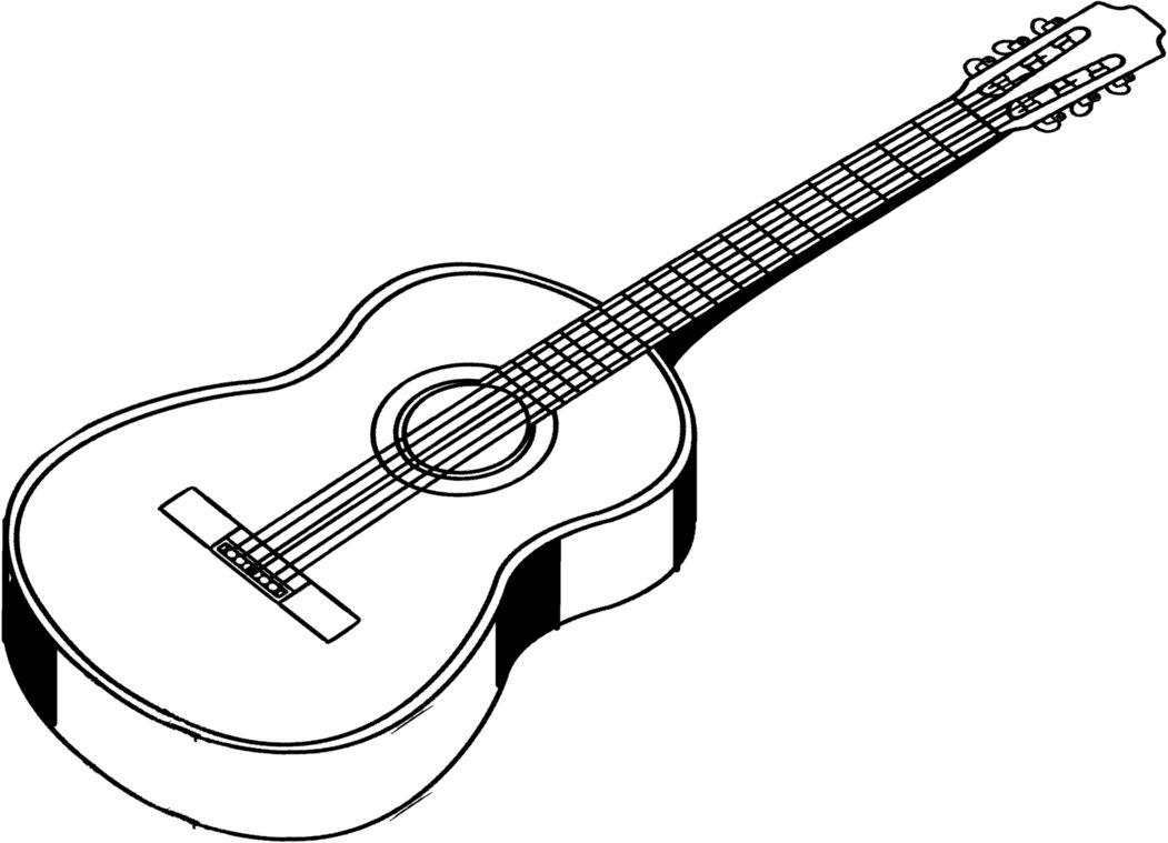 clipart guitar black and white