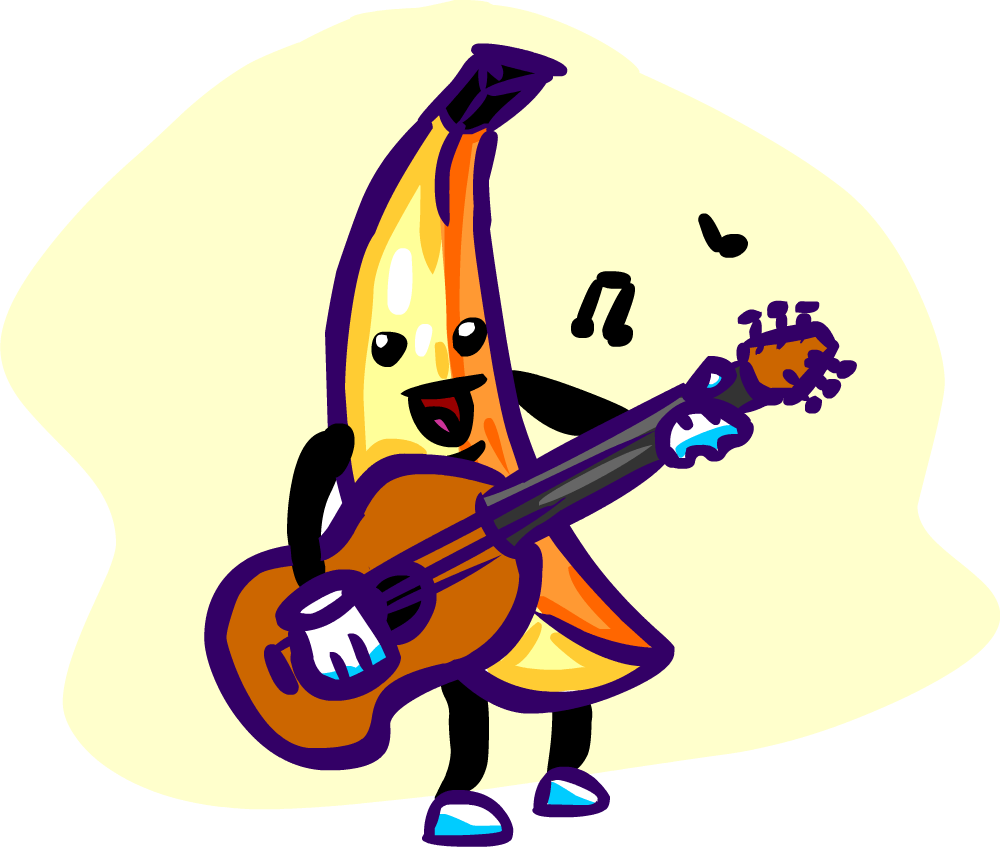 Guitar clipart cymbal. A banana playing album