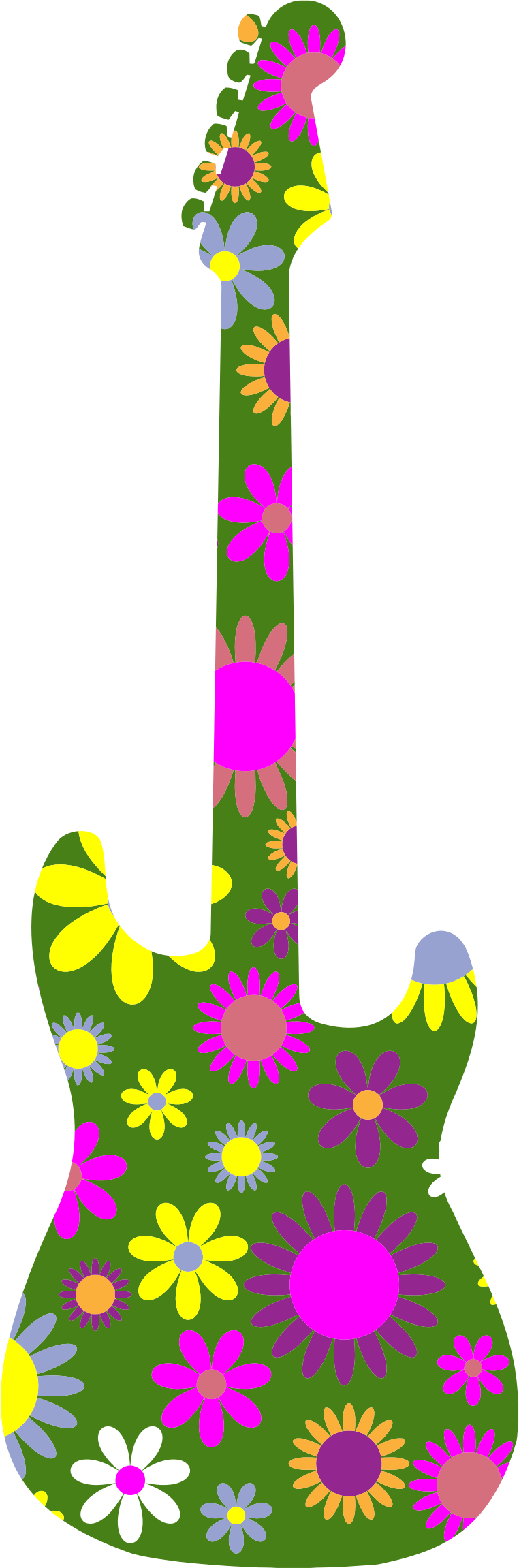 floral clipart guitar