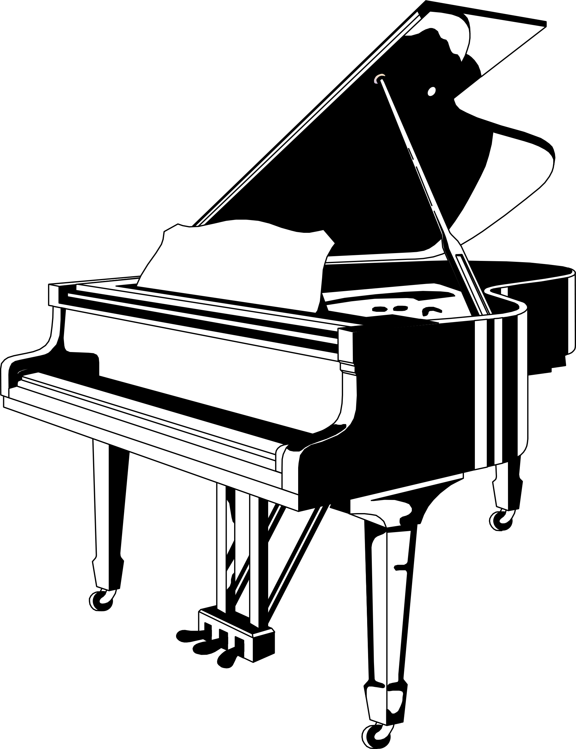 Hands clipart piano. Black and white musical