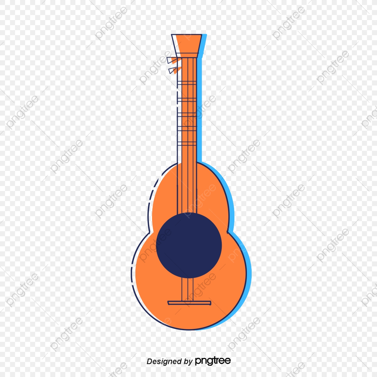 Cartoon mbe style elements. Clipart guitar orange guitar