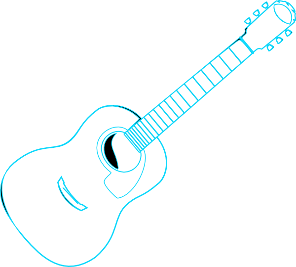 Guitar clipart public domain. Outline blue clip art