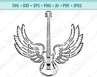 guitar clipart winged