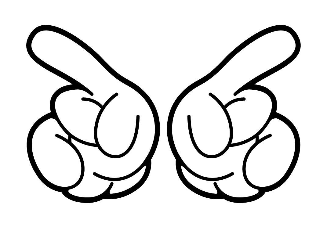 Free mickey mouse hands. Hand clipart black and white