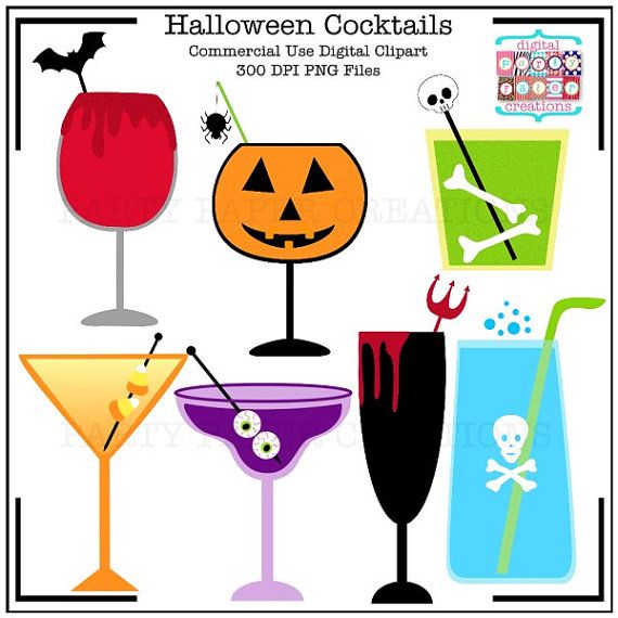 Clipart halloween cocktail. Cocktails digital graphic art