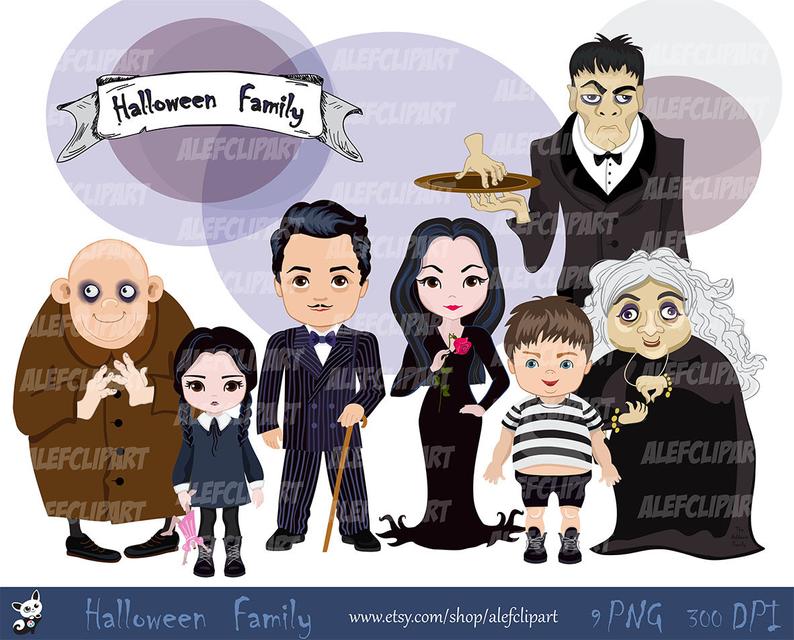 Instant download png file. Clipart halloween family
