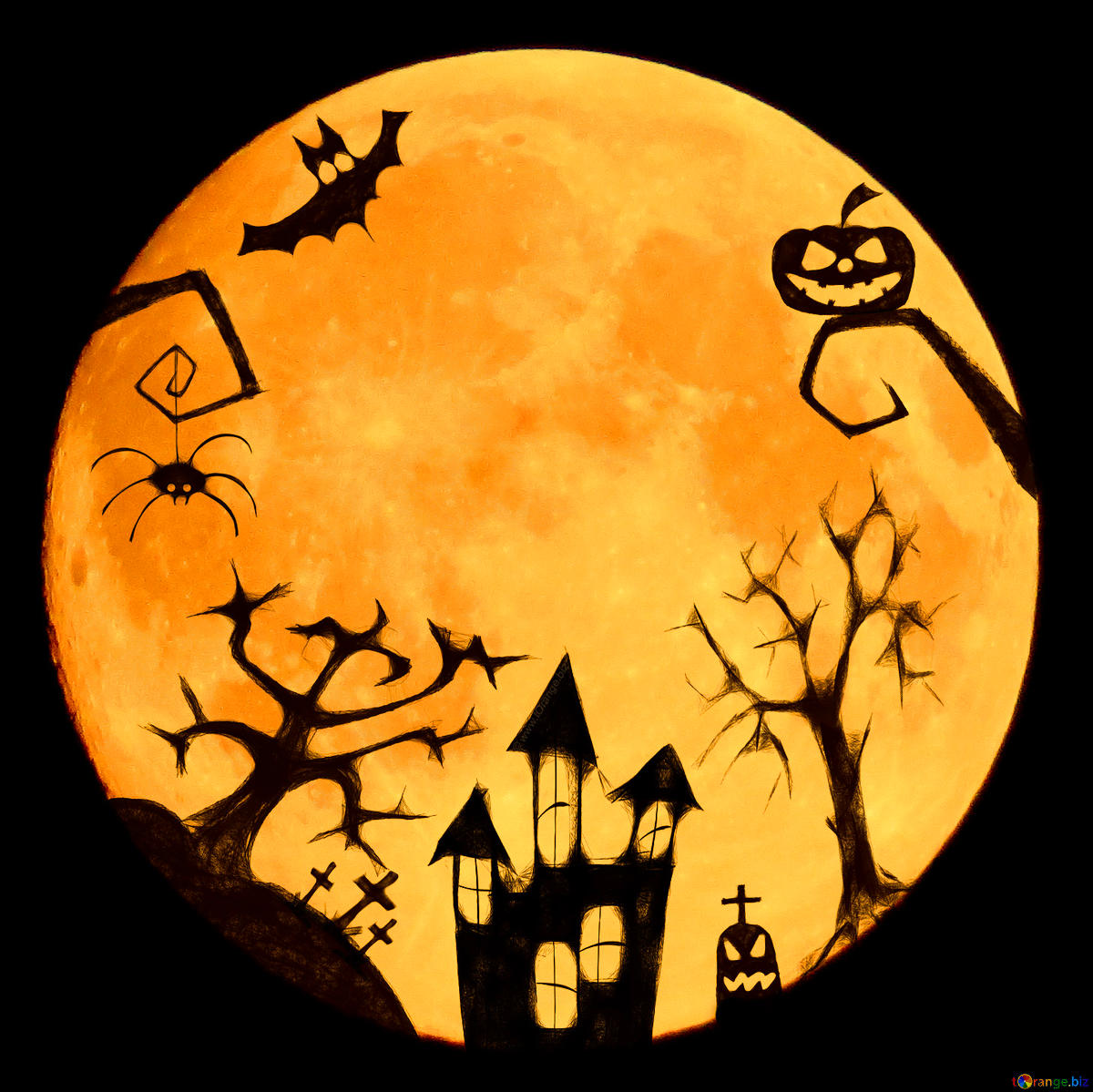 Moon clipart spooky. Download free picture halloween