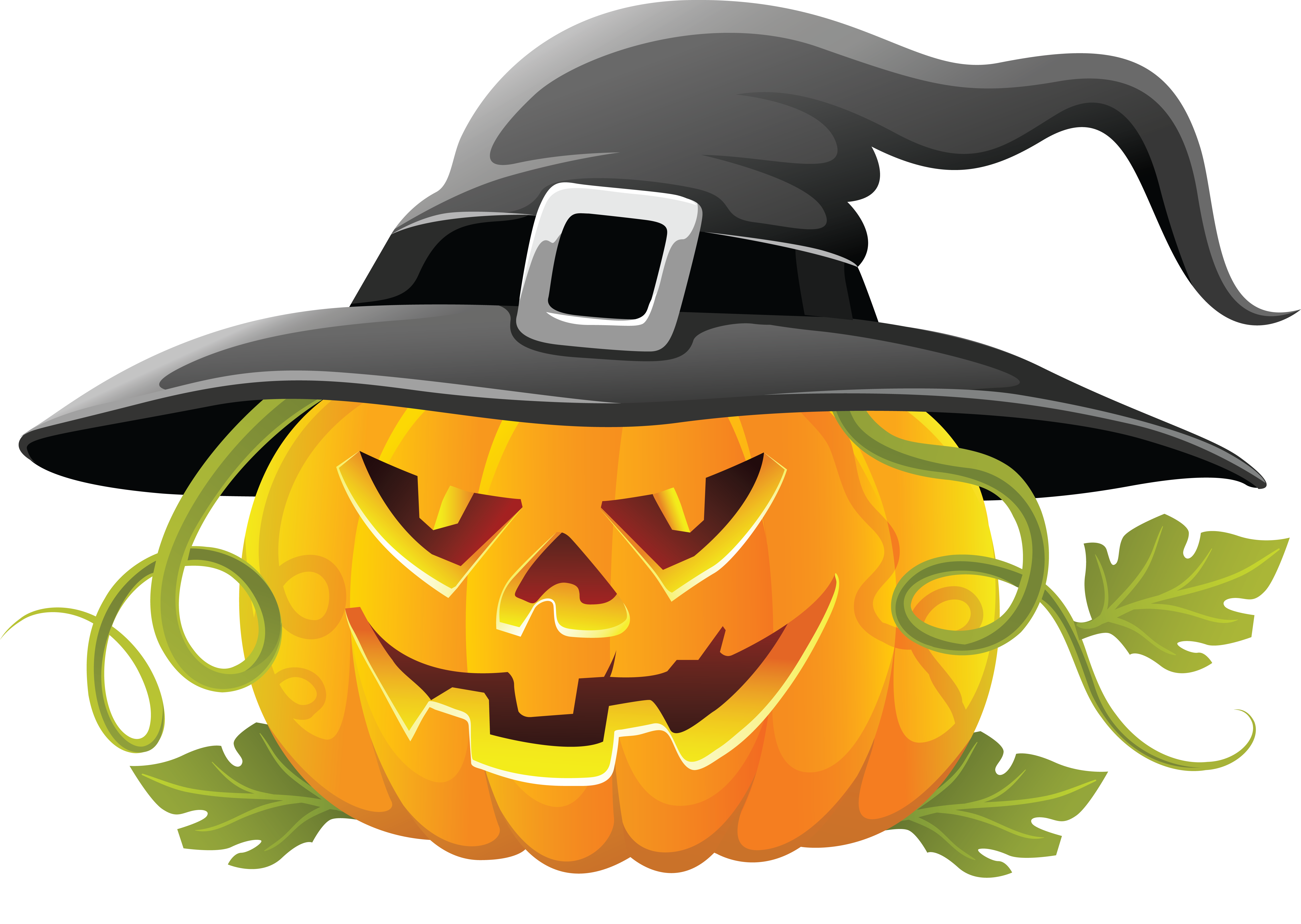 Clipart halloween transparent background. Large pumpkin with witch