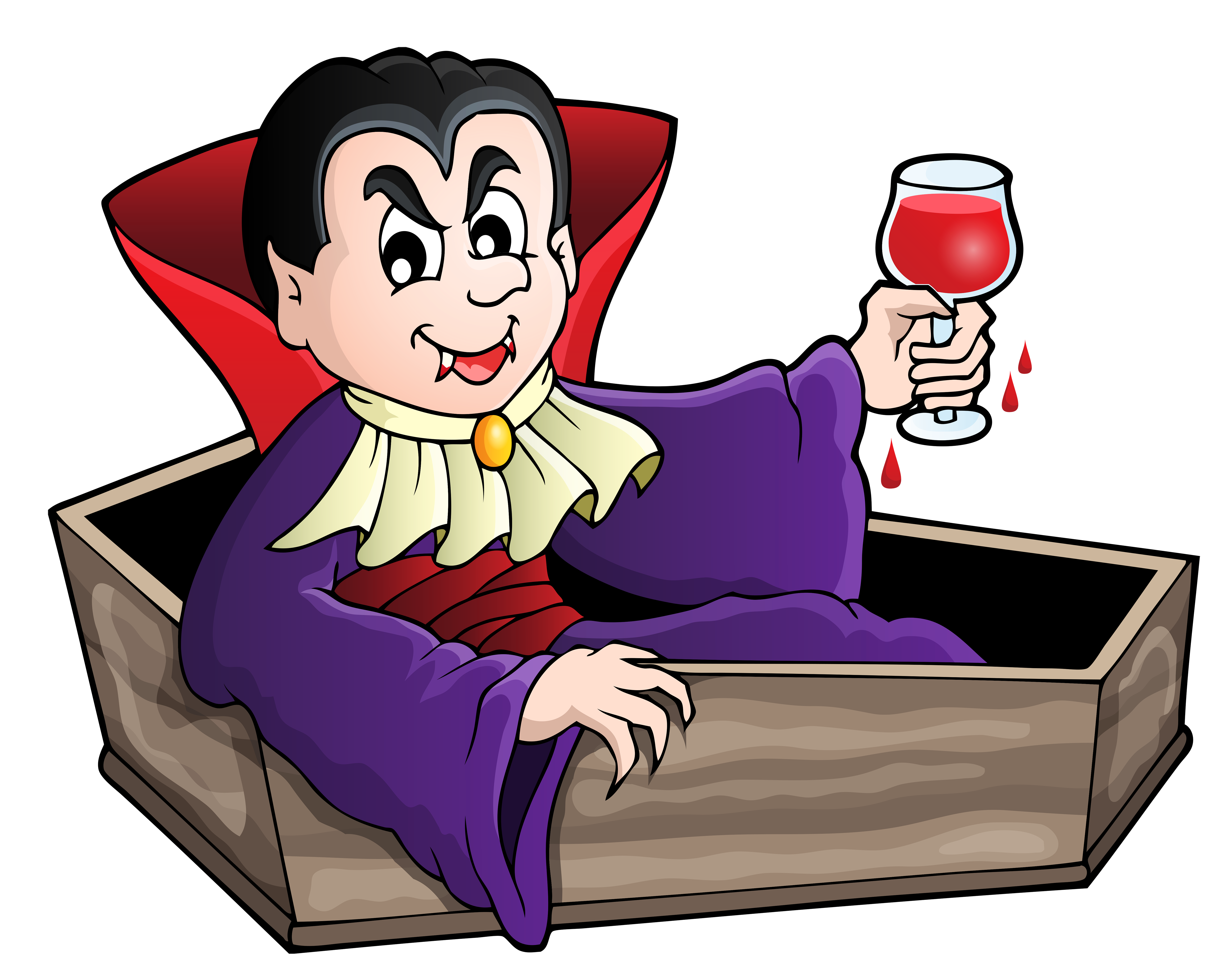 Dracula clipart scary. Haunted vampire in coffin