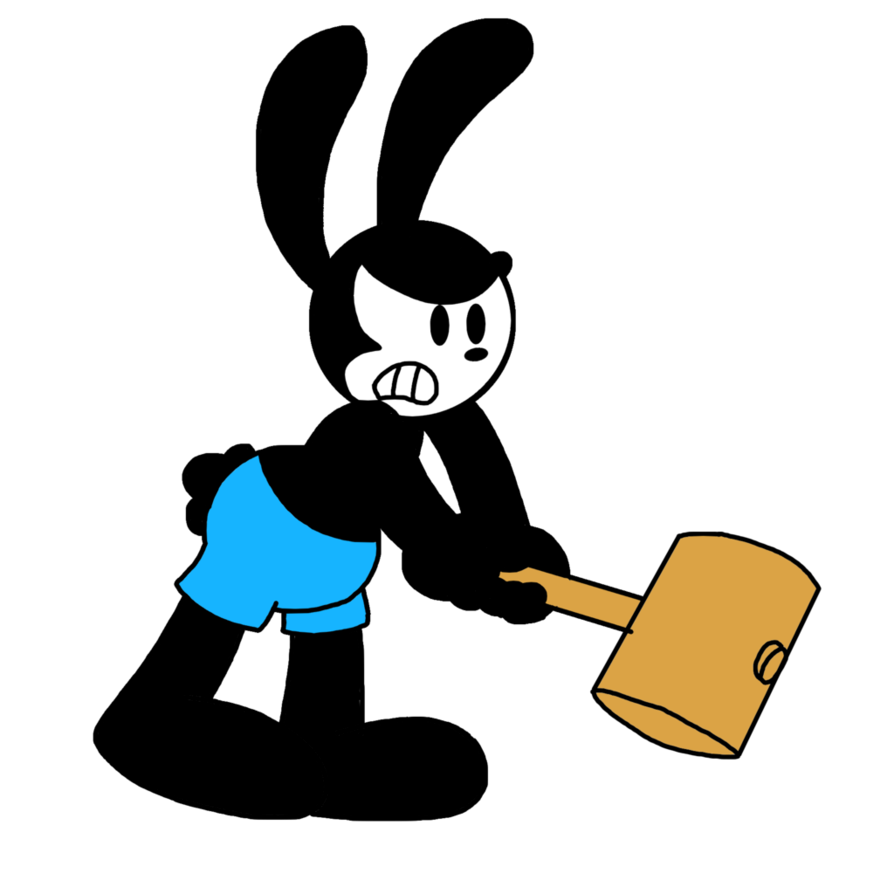 Angry oswald holding remake. Clipart hammer animated