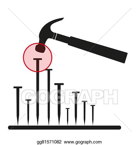 Vector stock nails directly. Clipart hammer hit the nail on head