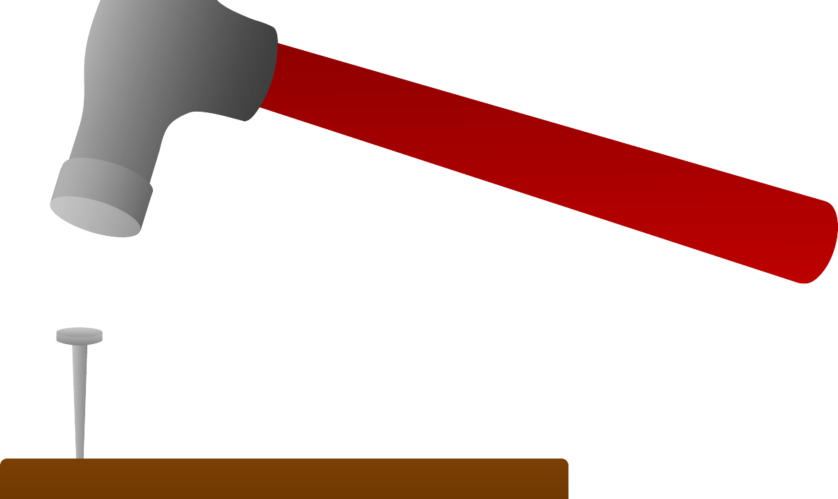 Wood nail and clip. Clipart hammer red handle