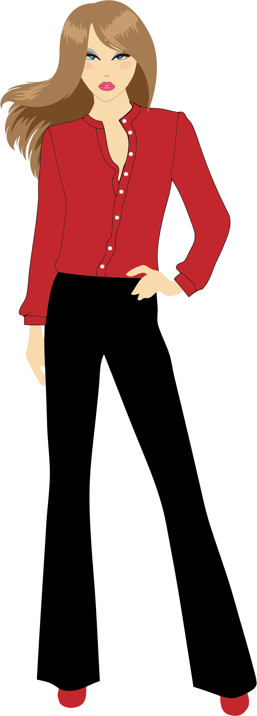 Woman with hand on. Fashion clipart lady suit