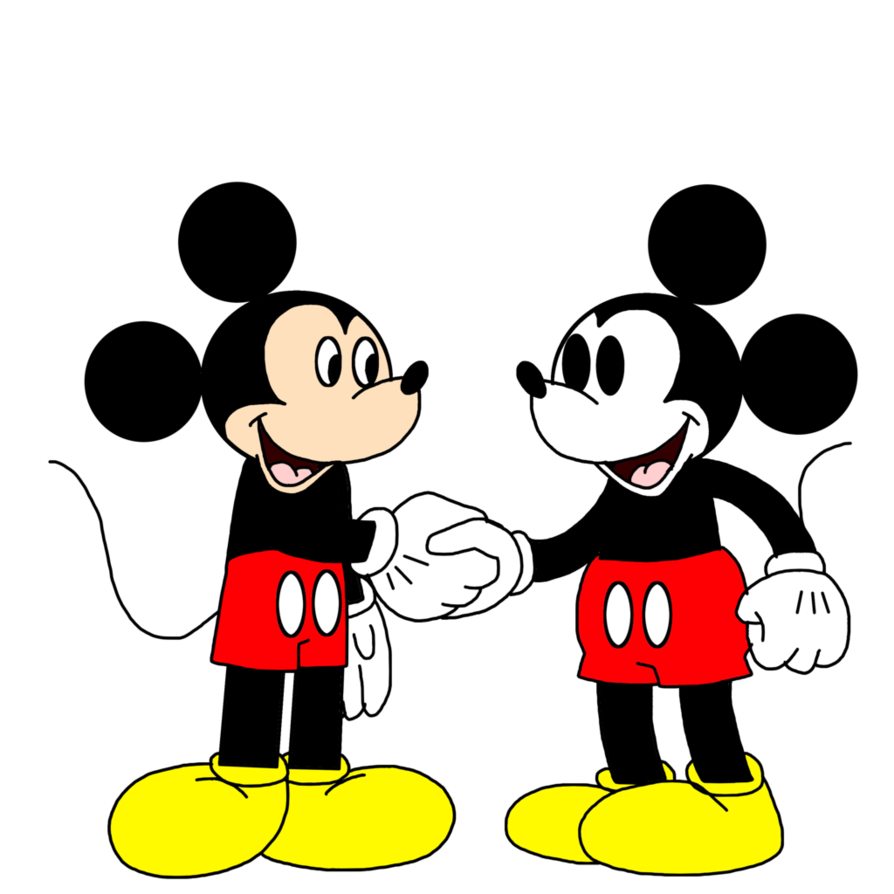Modern and shaking hands. Mickey clipart classic mickey
