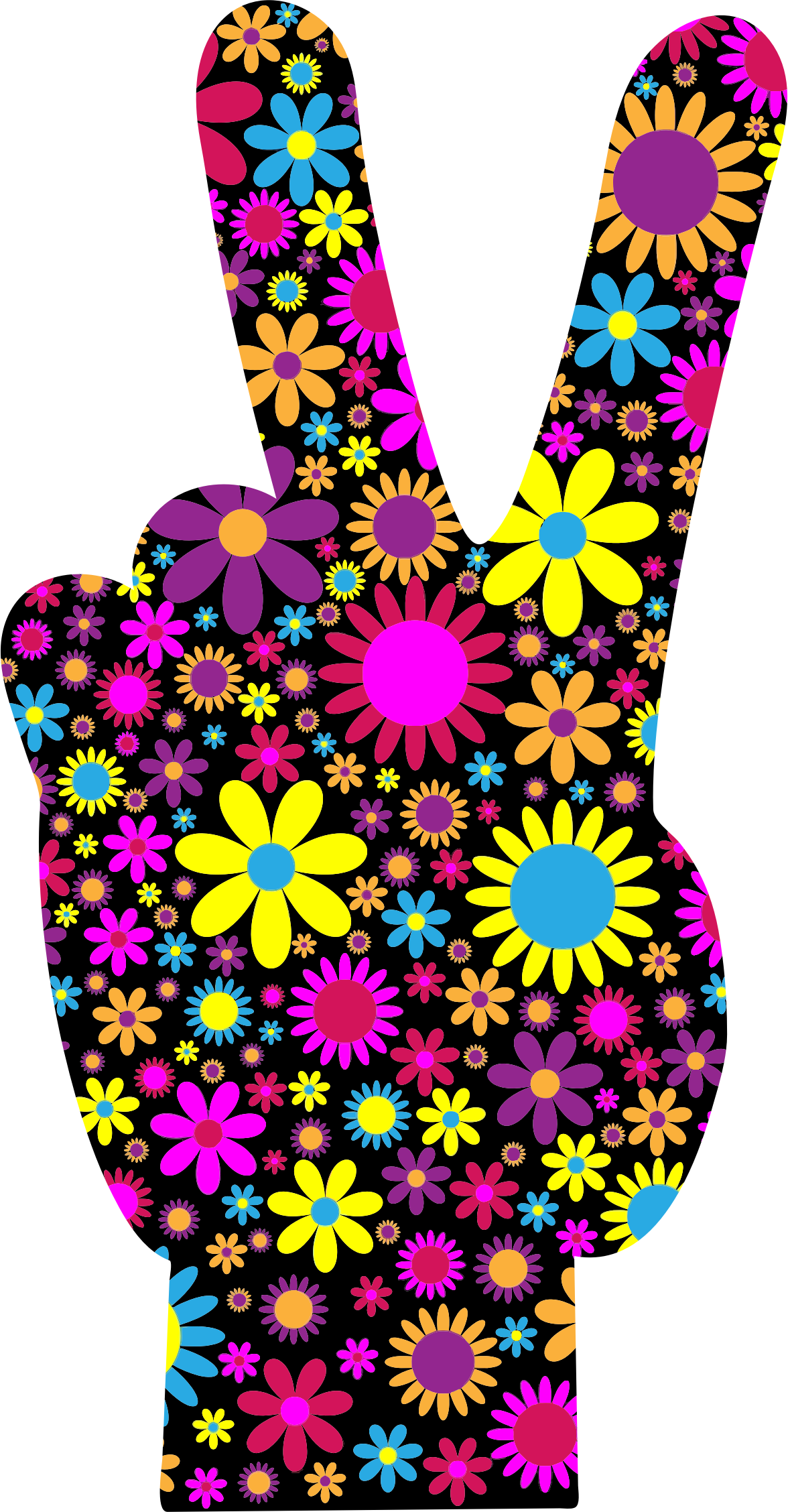 Hand clipart peace. Floral sign big image