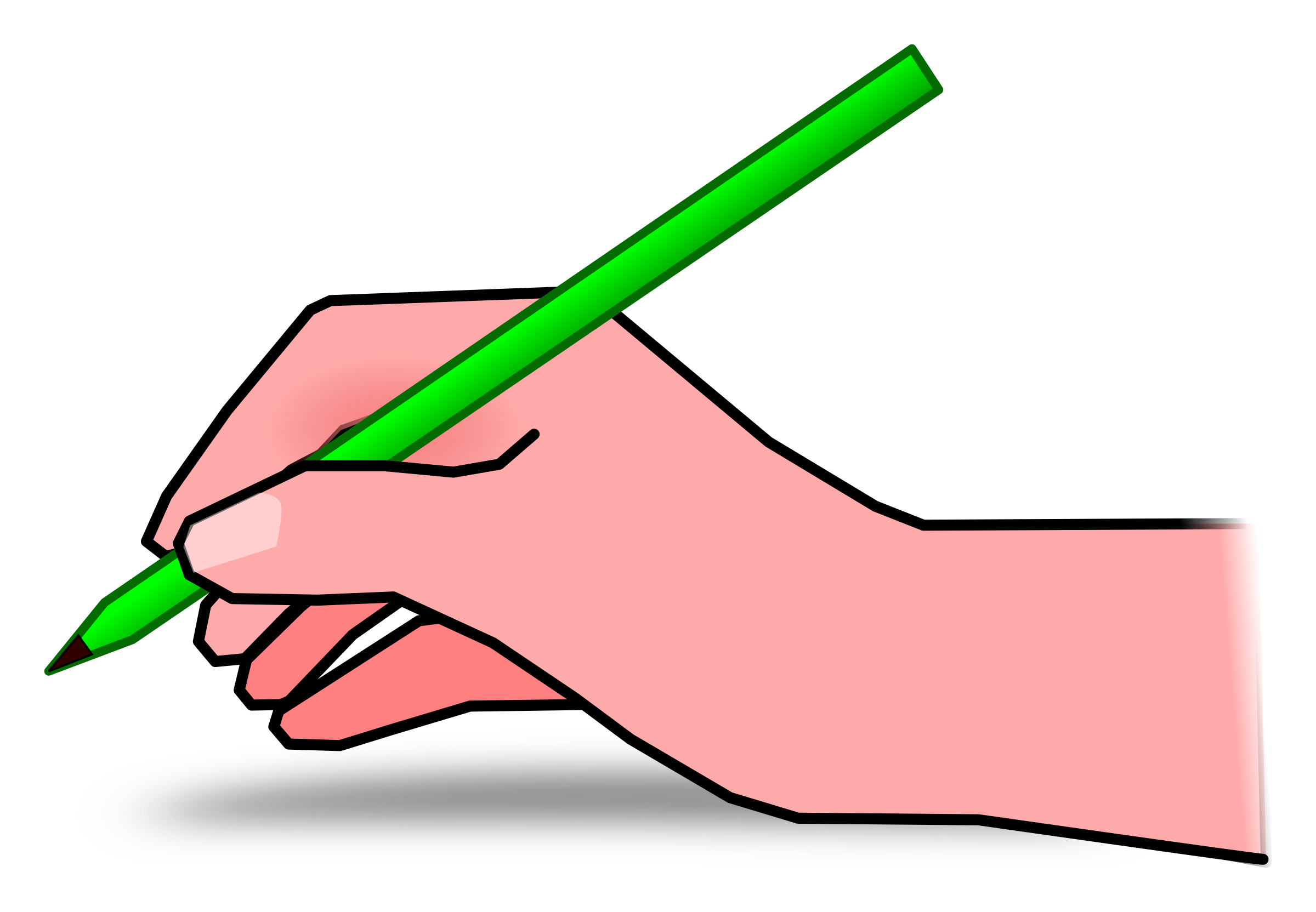 Hand with big image. Writer clipart pencil