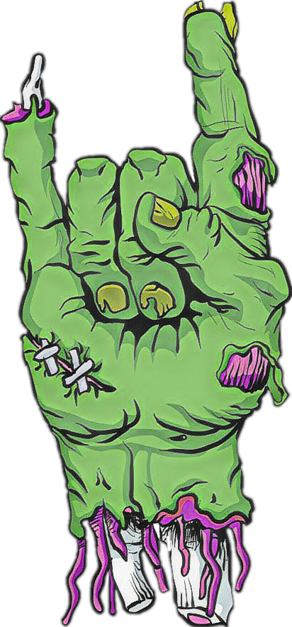 Devil horns sticker horn. Zombie clipart green hand