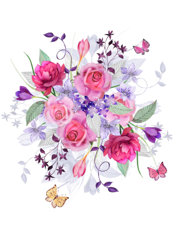 Fleurs flores flowers bloemen. Clipart rose watercolor
