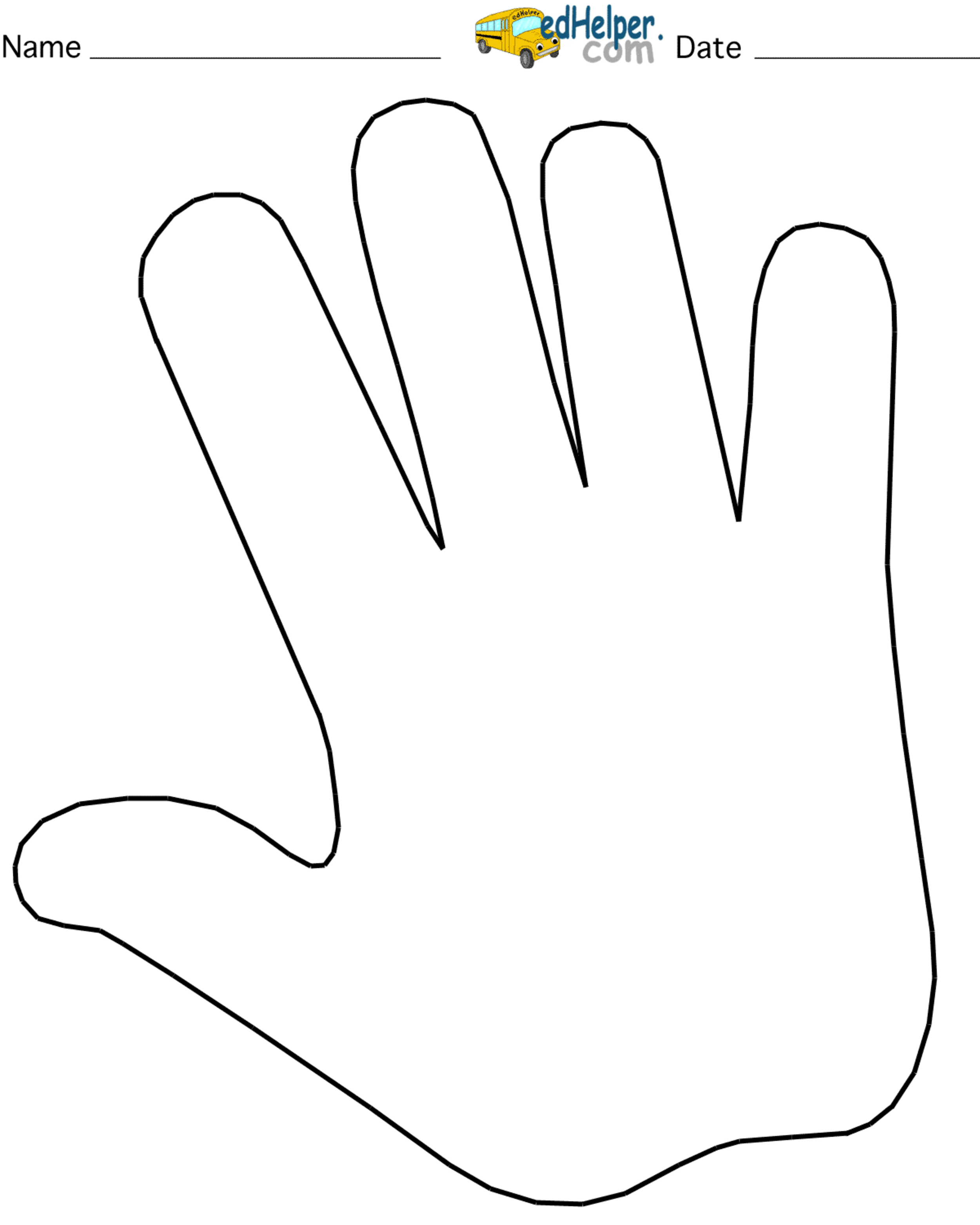 Handprint clipart hand template. Outline hands 