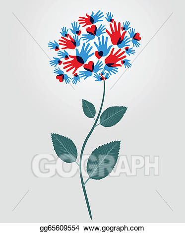 Clip art vector diversity. Clipart hands flower