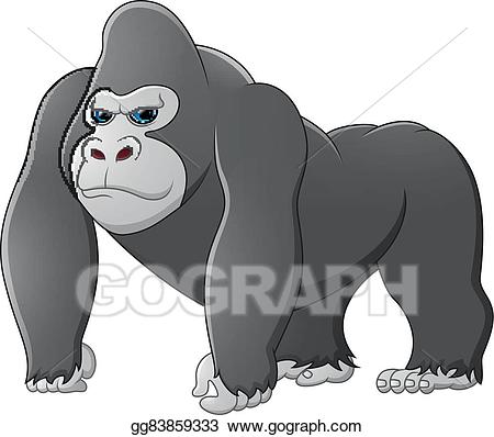 Gorilla clipart happy. Vector art cartoon drawing