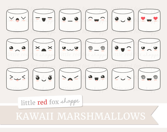 Kawaii clip art expression. Marshmallow clipart happy