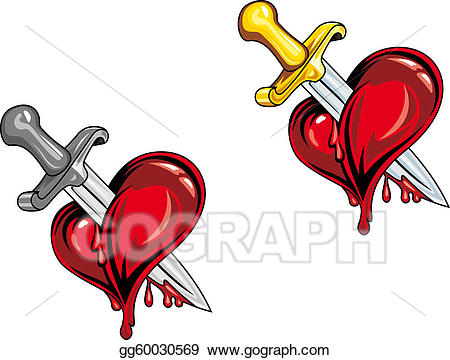 Eps illustration cartoon with. Dagger clipart heart