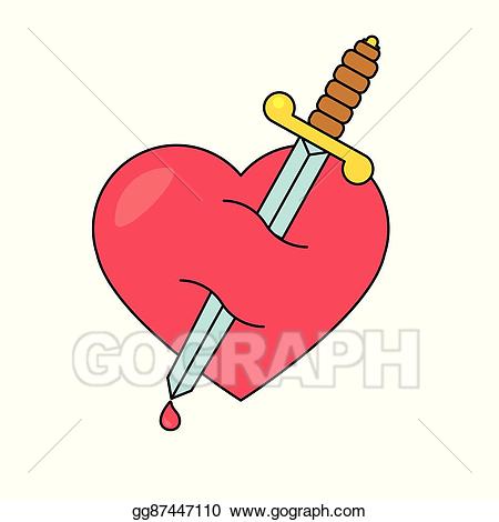 Dagger clipart heart. Vector stock with icon