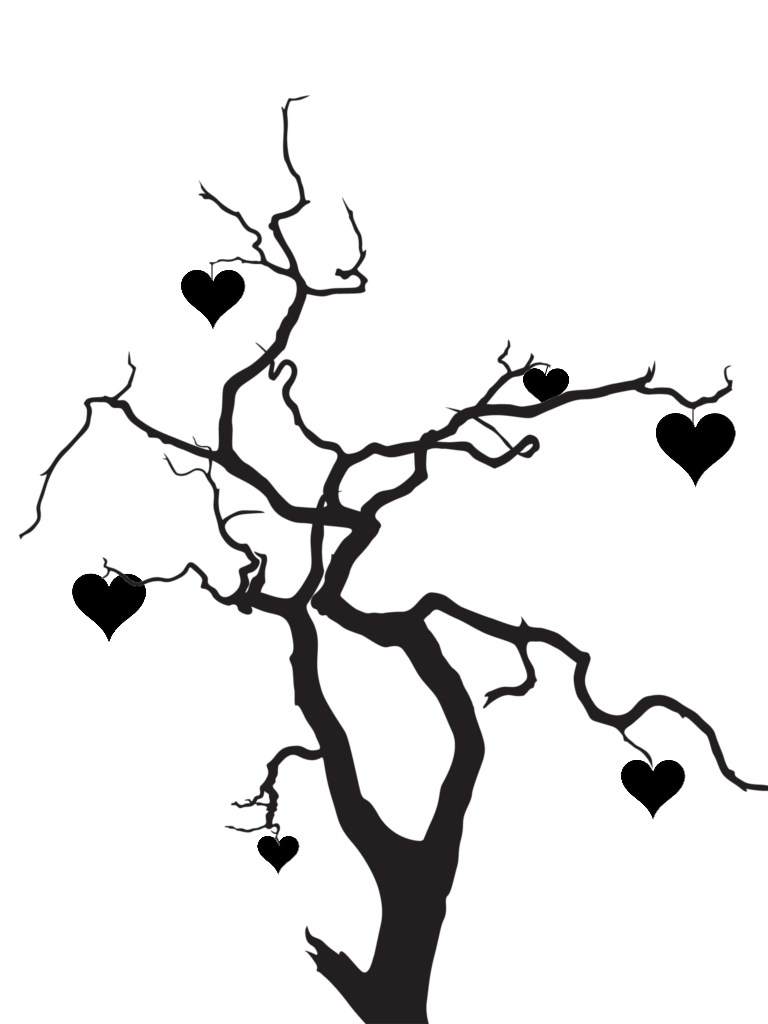 Tree w by viktoria. Clipart hearts silhouette