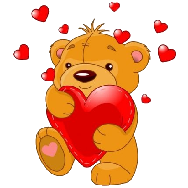 Cute with red love. Clipart hearts bear