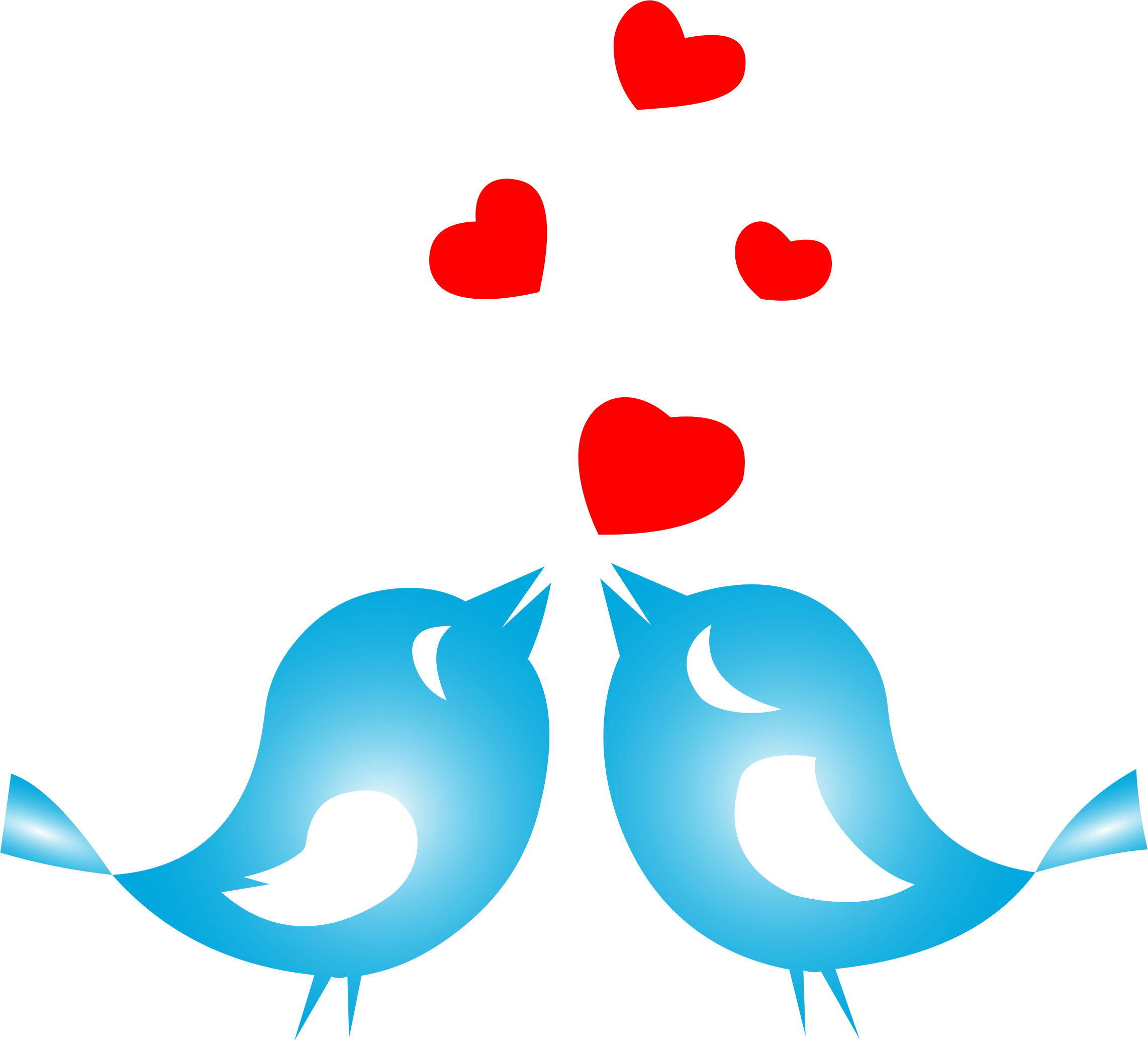 Clipart hearts bird. Colored love birds with
